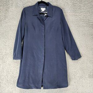 Emily Spencer Dress Womens 14 Petite Blue 100% Silk Mid Length Jacket Set *Read*